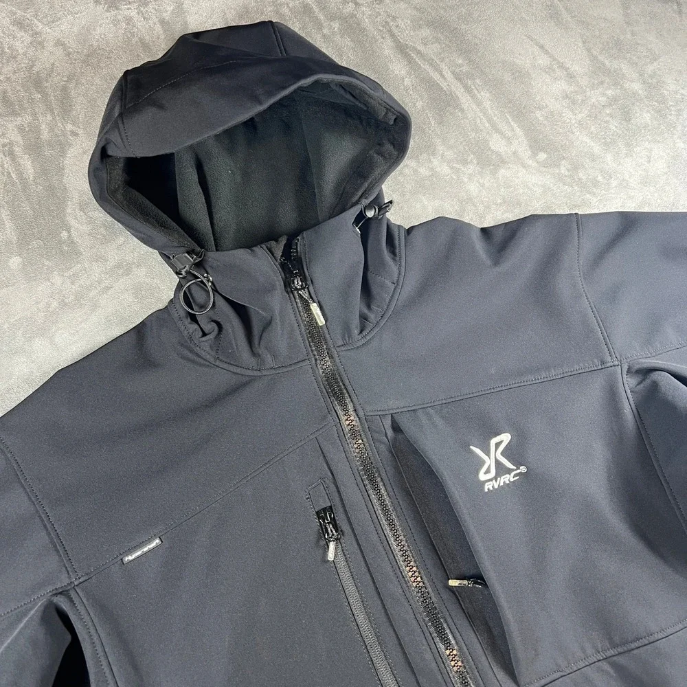 RevolutionRace Hiball Jacket Mens XL Black Softshell Hooded Outdoor Style 10014